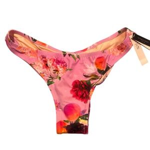 Victoria Secret Women Large Pink‎ Floral Tropical Cheeky Bikini Swim Bottom
